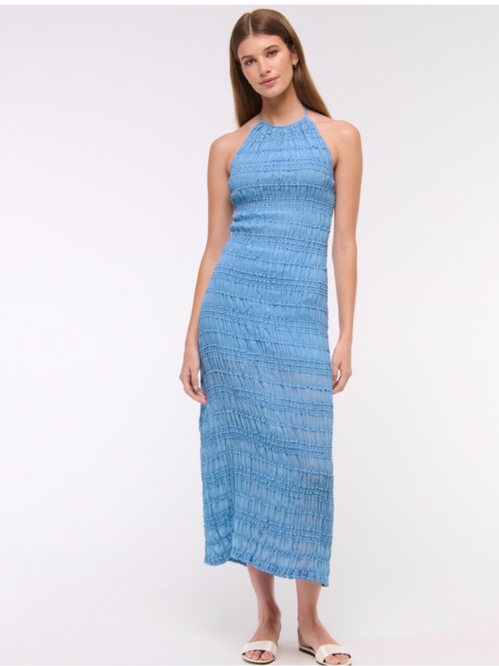 NWT Abercrombie and Fitch Halter Ruched Maxi Dress